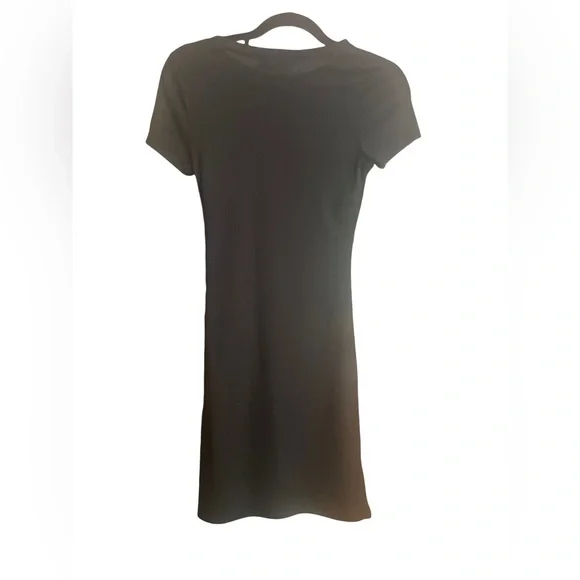 Altar'd State Black Ribbed Faux Wrap Mini Dress Size Small - Picture 3 of 5